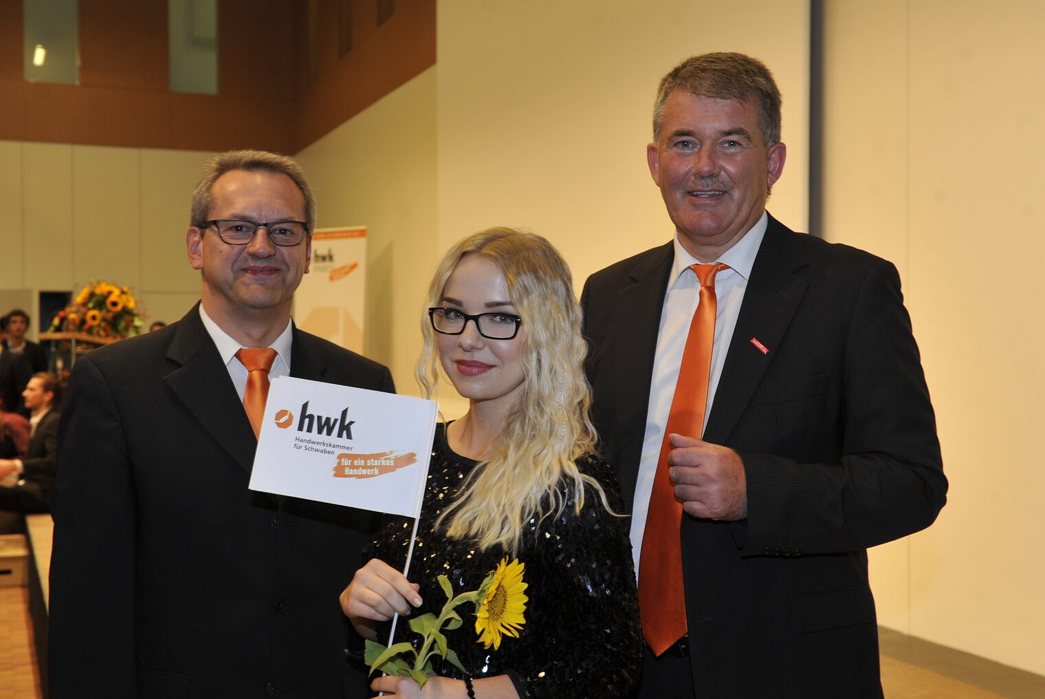 Konrad Rebholz (Vizepräsident der HWK Schwaben),Vera Basner, Ulrich Wagner (Hauptgeschäftsführer der HWK Schwaben)